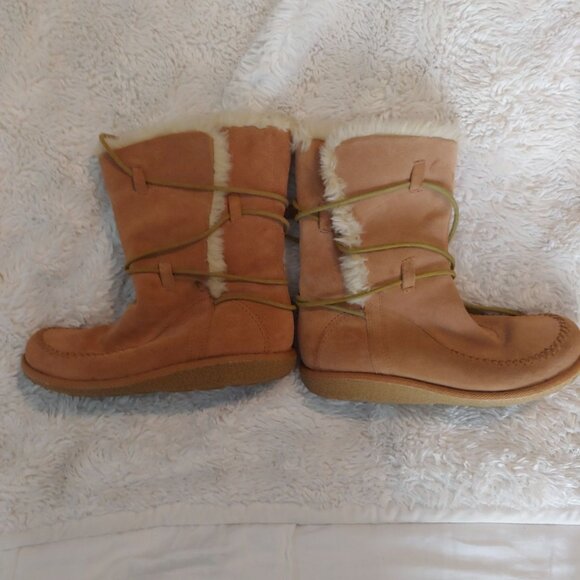 Eaerth Spirit Cozt Comfy Warm Soft Suede Leather Faux Fur Lace-up Boots 7 - Picture 1 of 7